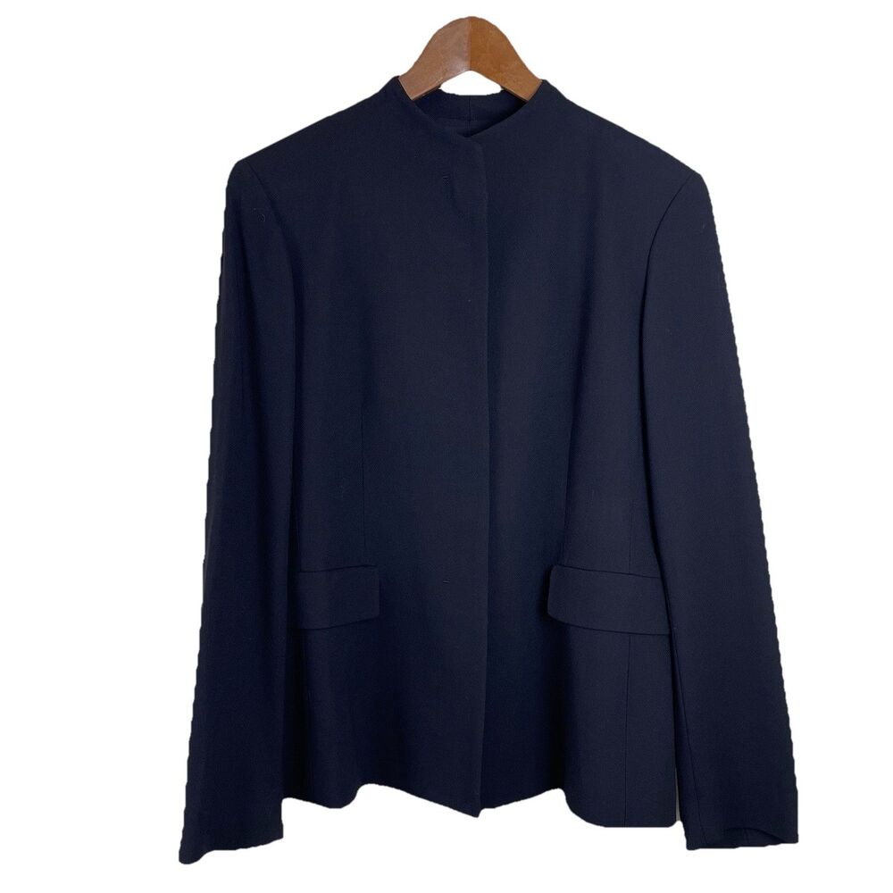 Anne Klein Navy Blazer Stand Collar-8